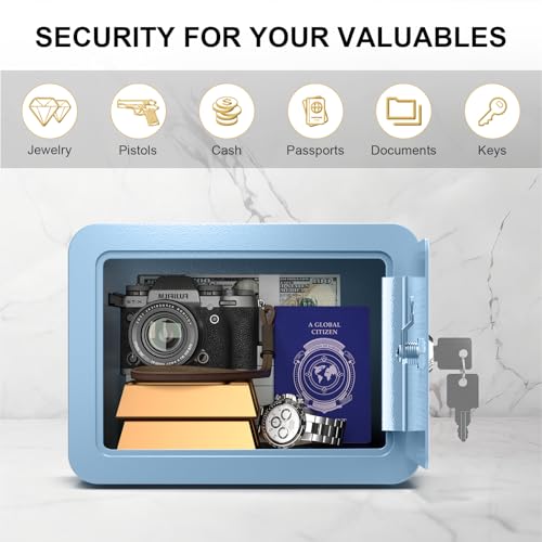 Marcree Mini Safe Box, 0.23 Cub Home Safes for Kids, Blue Small Safe - color: 0.23 cuft-BLUE