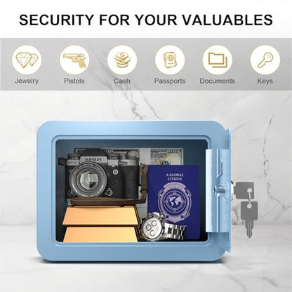 Marcree Mini Safe Box, 0.23 Cub Home Safes for Kids, Blue Small Safe - color: 0.23 cuft-BLUE