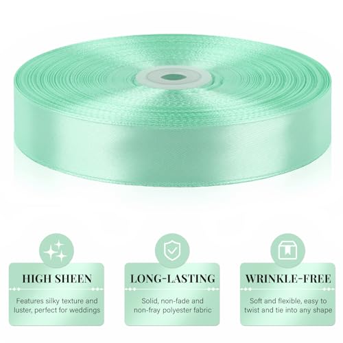 Mint Green Satin Ribbon 1 Inch x 100 Yards - color: Mint Green