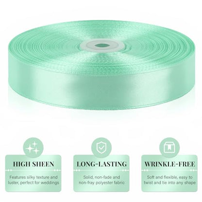 Mint Green Satin Ribbon 1 Inch x 100 Yards - color: Mint Green