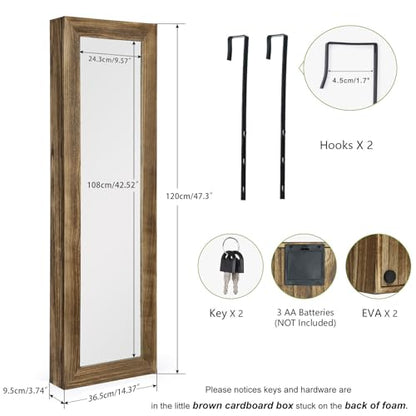 SRIWATANA Jewelry Cabinet with Mirror, Lockable Door, Carbonized Black - color: carbonized black