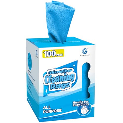 GLIMGLINT Reusable Shop Towels, 100 Pack Microfiber Cleaning Cloth, 11 x9 - color: Blue
