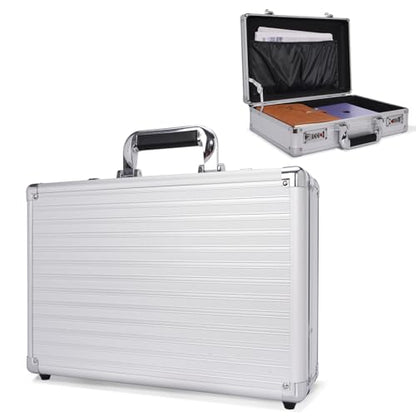 Locking Briefcase, Metal File Organizer with Dual Combination Locks