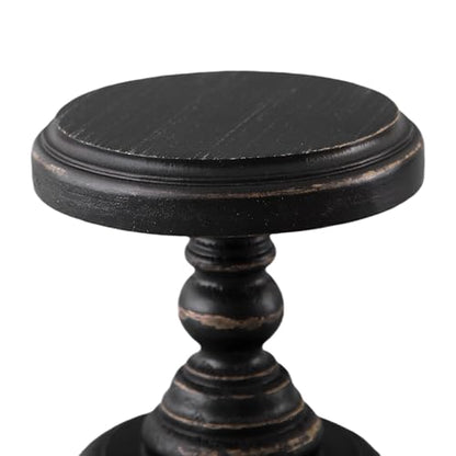 SOFE Black Wood Display Riser, Rustic Small Pedestal Stand/Planter Stands - color: Black