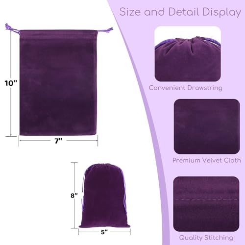Tapleap 12Pcs Velvet Gift Bags, 7x10” Large Purple Tarot Card Holder - color: Purple, size: 7x10in