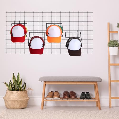 Yaocom 4 Pcs Gridwall Hat Display Rack, Metal Wire Retail Display Shelves