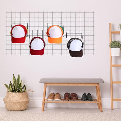 Yaocom 4 Pcs Gridwall Hat Display Rack, Metal Wire Retail Display Shelves