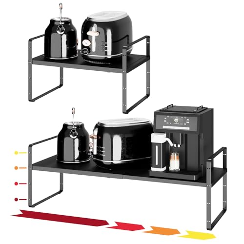 16.5~27.1" Expandable Shelf，1Pack 10.2" Wide Adjustable Height Cabinet Shelves，Black - color: Black, size: 1Pcs // 10.2''W