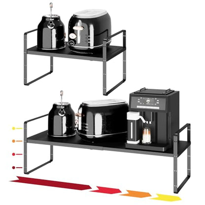 16.5~27.1" Expandable Shelf，1Pack 10.2" Wide Adjustable Height Cabinet Shelves，Black - color: Black, size: 1Pcs // 10.2''W