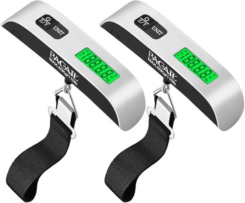 BAGAIL Digital Luggage Scale, 110lbs Hanging Baggage Scale with Backlit LCD Display, Portable Suitcase Weighing Scale, Travel Luggage Weight Scale with Hook, Strong Straps for Travelers - color: 2 * Ash Silver