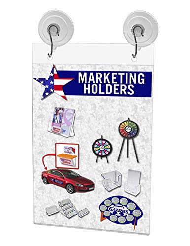 Marketing Holders Window Sign Holder for 5" x 7" Price Lists Rack Cards and Itineraries with Predrilled Holes and Suction Cups with Hooks Included for Schools and Clinics Clear Acrylic - size: 5"w x 7"h