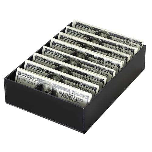 Hipiwe Cash Storage Tray Money Organizer with Removable Dividers, 8 Slots