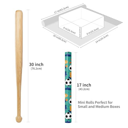 RUSPEPA Soccer Wrapping Paper Roll, Mini Roll, Football Trophy, Medal, Whistle & Cleats Design Gift Wrap Paper for Kids, Boys, Sports Fans, Team Celebration, Football Party, 17 Inches x 16.4 Feet - color: Soccer Trophy & Medal