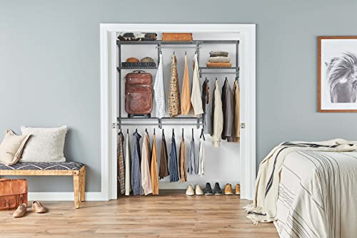 ClosetMaid ShelfTrack Wire Closet Organizer System, Adjustable from 4 to 6 Ft., with Shelves, Clothes Rods, Hardware, Durable Steel, Satin Chrome - color: Satin Chrome, size: 4 ft to 6 ft