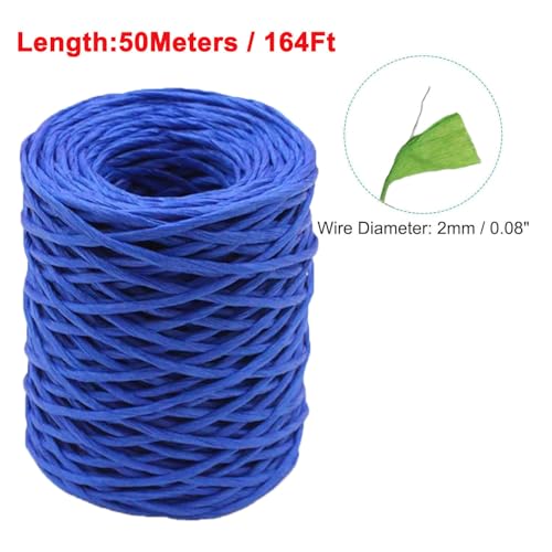 165Ft Bind Wire Wrap Twine Colorful Paper Vine, 2mm Raffia Paper Ribbon with Wire for DIY Making Basket, Flower Bouquets,DIY Projects (Royal Blue) - color: Royal Blue