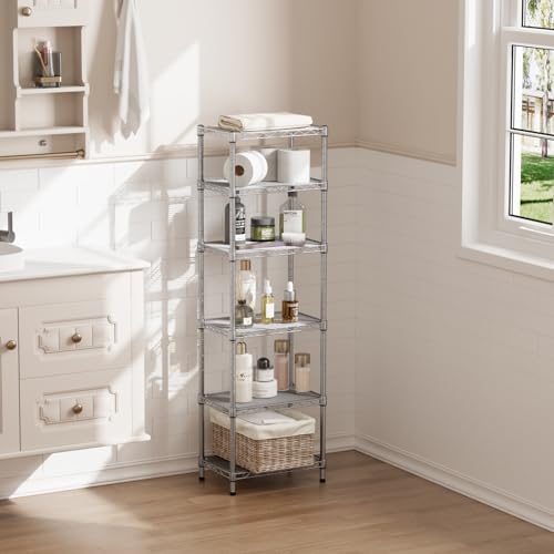 SINGAYE Metal Shelves Wire Shelving Storage Standing Adjustable Shelf Unit - color: Grey, size: 6 Tier 10"Dx16"Wx63"H