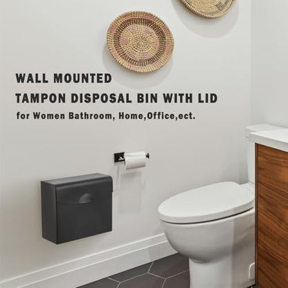 Sanitary Napkin Disposal Receptacle,9.4x7.8x3.5 inches Black - color: Black