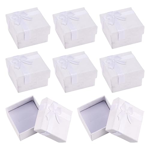 Craftdady 12pc Small Ring Earring Jewelry Boxes Square White Gift Pack Box - color: White