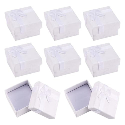 Craftdady 12pc Small Ring Earring Jewelry Boxes Square White Gift Pack Box - color: White