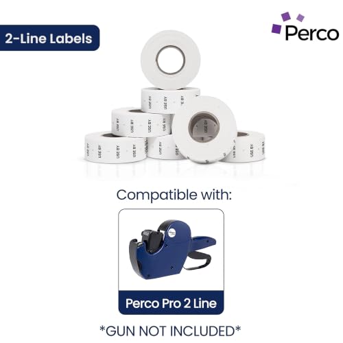 Perco 2 Line USE BY Labels - 6,000 Blank Date Gun Labels for Perco 2 Line Date Guns - 8 Rolls, 1 Sleeve - Made in USA - size: 1 Sleeve, style: USE BY