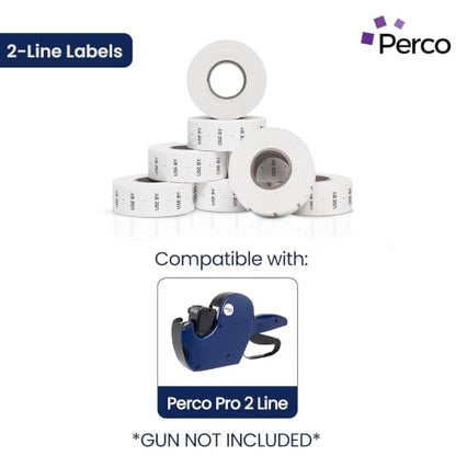 Perco 2 Line USE BY Labels - 6,000 Blank Date Gun Labels for Perco 2 Line Date Guns - 8 Rolls, 1 Sleeve - Made in USA - size: 1 Sleeve, style: USE BY