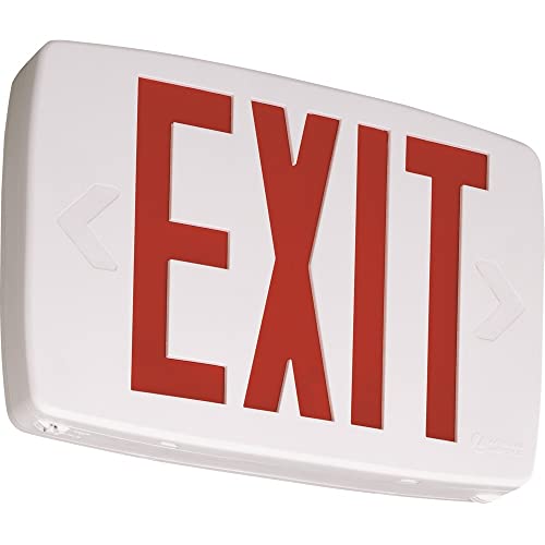 Lithonia Lighting Quantum LED Emergency Exit Sign, Thermoplastic Exit Only Sign with Stencil-Faced White Housing and Red Letters (LQM S W 3 R 120/277 M6) - color: Red, size: 11.75" | Sign Only