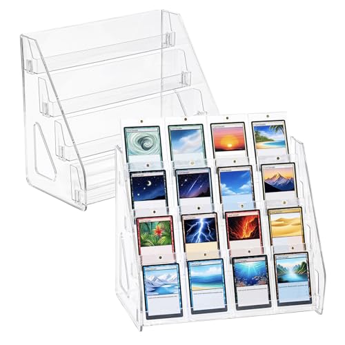 DEEIF 4 Tier Acrylic Trading Card Display Stand, 2 Pack - size: 4 Tier, 2 Pack