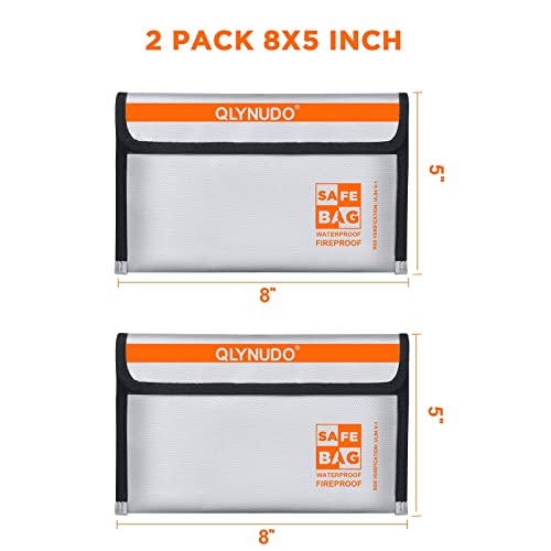 Small Fire Proof Travel Document Pouch, Birth Certificate Holder 2-Pack - color: small-grey+small-grey