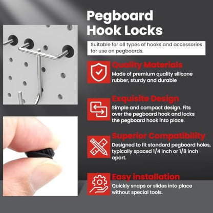 200Pcs Pegboard Hook Locks, Peg Board Locks Stoppers Fit for 1/4 Inch - color: 200PCS