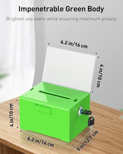 Uniclife 6.2"x 5" x 4" Green Acrylic Donation Box with Lock and Slot - color: Green, size: 1 Pack