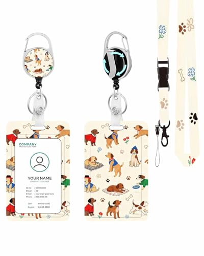 Vertical ID Badge Holder with Detachable Lanyard - Happy Dog - color: Happy Dog