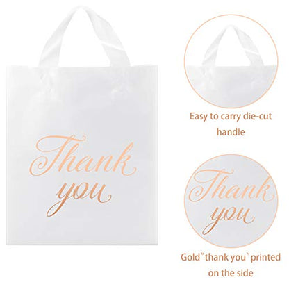 Outus 120 Pieces White Thank You Bags with Handles, 9x12 Inch - color: White