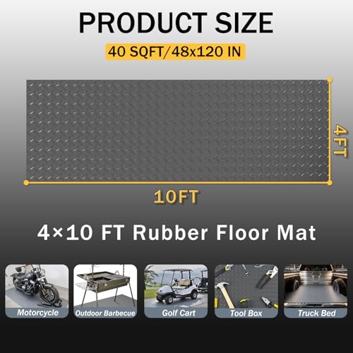 StellarStar 4x10 FT Garage Floor Mat, 2.8mm Thickened PVC Diamond Plate - color: Gray, size: 4x10 FT