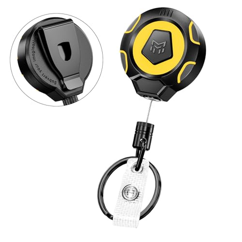 MNGARISTA Heavy Duty Retractable Badge Reel, 10 oz 31.5'' Keychain - color: Yellow Keychain 1 Pcs