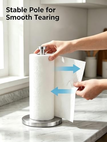 VEHHE Paper Towel Holder Countertop, 4 Non-Slip Suction Cups, Weighted Base