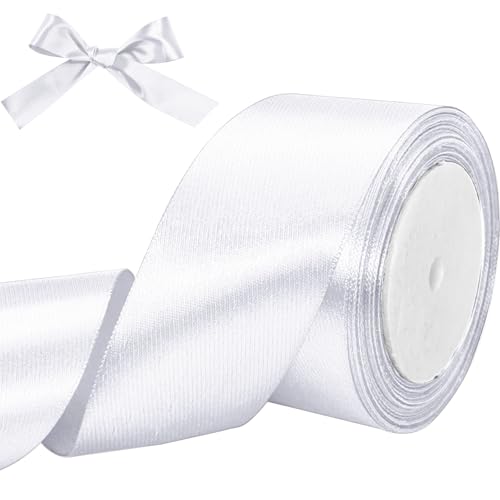 Luomorgo 2 Inch Satin Ribbon, White, 25 Yards - color: White, size: 2 inch x 25 yards