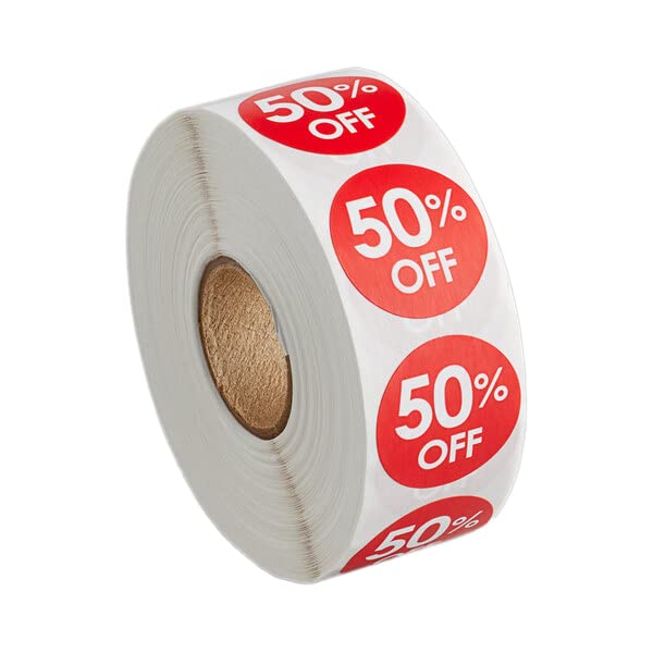 1000 Stickers Roll 50 Percent Permanent 1 Inch Round Label Sticker - style: 50% Off