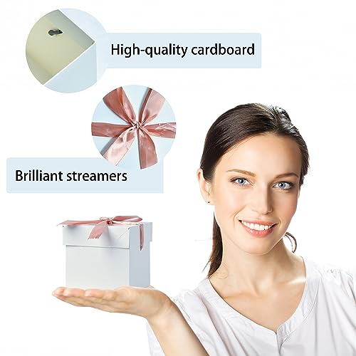 Gift Box with Lid & Ribbon for present, 12pcs, 4"×4"×4" - color: White & Black, size: 4 x 4 x 4 Inch