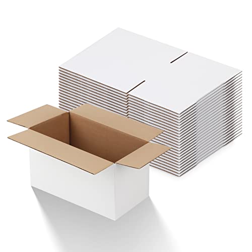 Calenzana 11x6x6 Shipping Boxes Set of 25, Corrugated Cardboard Box for Mailing Small Business Packing Gifts, White - size: 11x6x6, style: 25 Pack