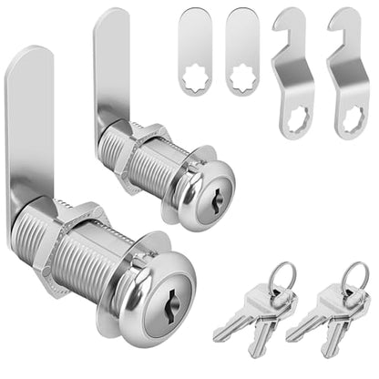 1-1/2" Cam Lock Keyed Different Cabinet Locks with Keys Secure Files Drawers RV Storage Locks Replacement Set, Zinc Alloy(Silver 2PCS,1-1/2 Inch) - size: 1-1/2 Inch