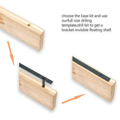 22‘’ Heavy-Duty Hidden Floating Shelf Bracket – 210 LBS Max Load (Mounted on Studs), Floating Mantel Bracket for Fireplace & Wall Shelves, Includes Easy Installation Kit（22 inch Brackets） - size: 22 Inch - With Ease Kit (New)