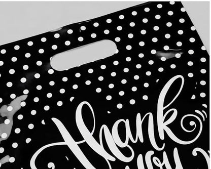 9x12 Small Thank You Bags for Small Business with Die-Cut Handles - color: Black, size: 9x12