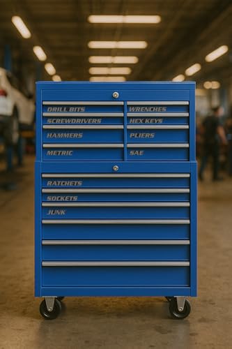 Magnetic Toolbox Labels, 11 Pack, Tool Chest Drawers, USA Made (Gray) - color: Gray