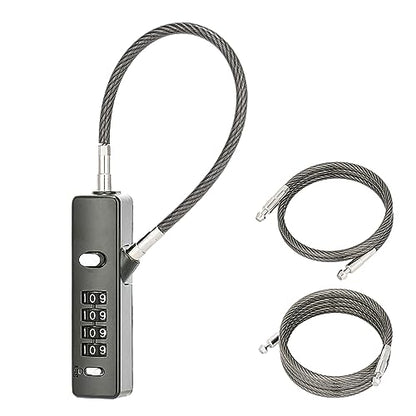 3 Interchangeable Cable Combination Lock, 904EC, Gun-Grey - color: Gun-Grey, size: 904EC-9"/23.6"/47.2"