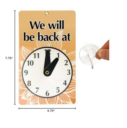 SmartSign “We Will Be Back - Welcome We are Open” Two-Sided Be Back Clock Sign | 7.75" x 4.75" Plastic - color: 4.75" x 7.75"