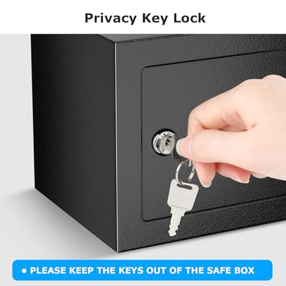 Bonsaii Security Safe Box with Key Lock, 0.23 Cu.Ft for Cash Jewelry Home - size: 0.23 cu.ft.