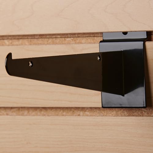 SSWBasics 8 inch Black Shelf Bracket for Slatwall - Pack of 10
