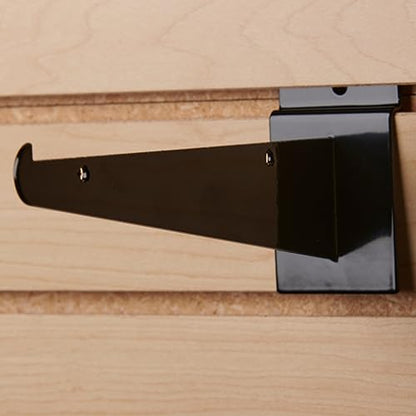 SSWBasics 8 inch Black Shelf Bracket for Slatwall - Pack of 10