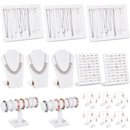 Henoyso 22 Pcs VelvetJewelry Display for Vendors Necklace Bust Holder - color: White