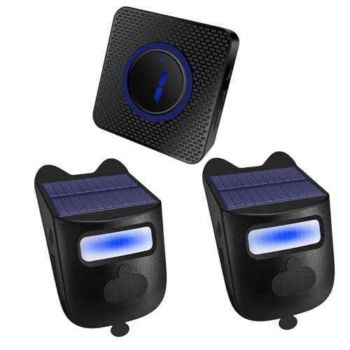 Solar Infrared Sensor Wireless Doorbell & Driveway Alarm – 1/2 Mile Range, 120° Detection, Weatherproof, Solar & USB-C Charging, for Home/Business Security 【Motion Sensor*2+ Alarm Receiver*1】